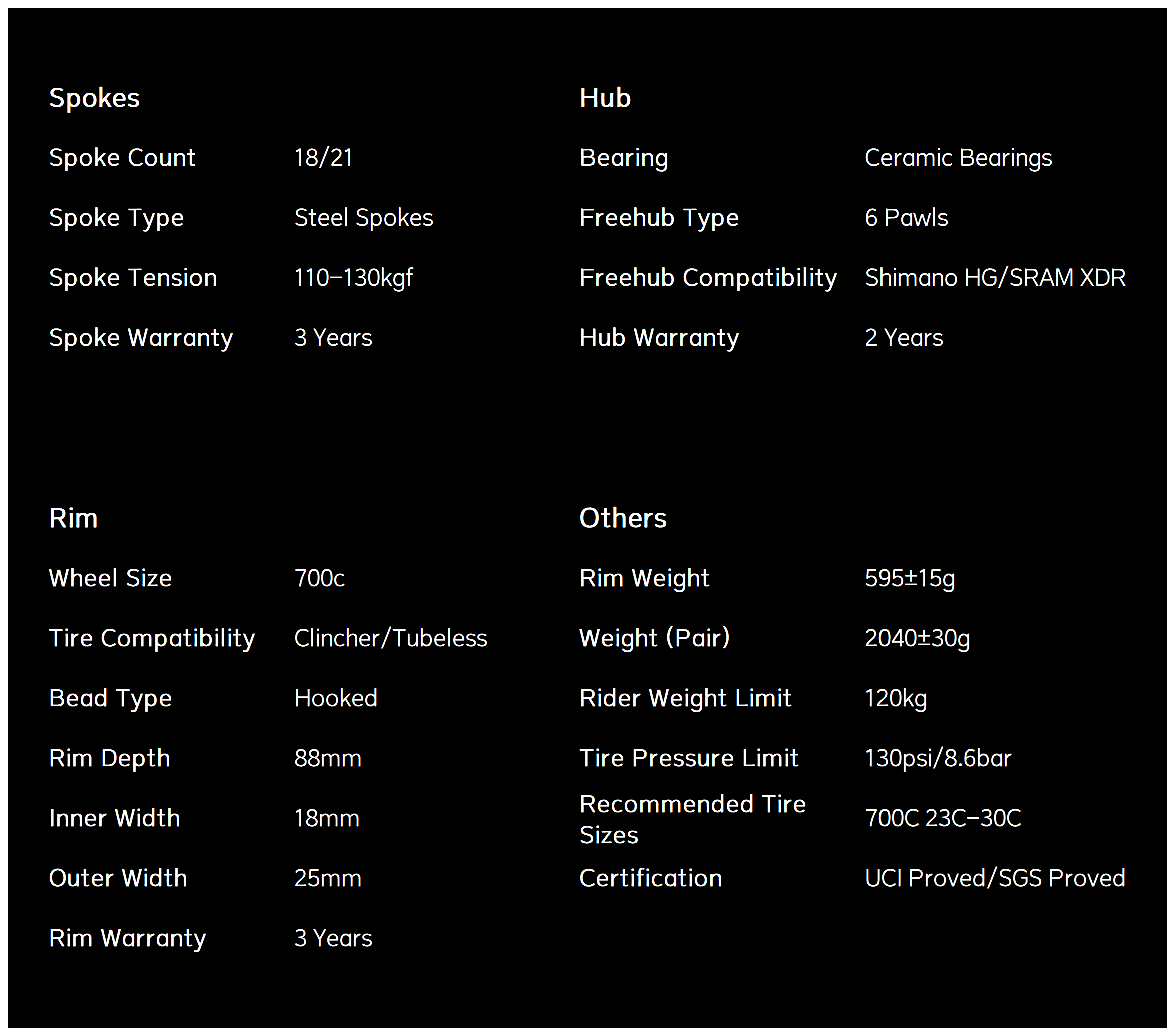 Classic PRO R25-88 Carbon Wheelset RIM Brake Black Decals - Image 3